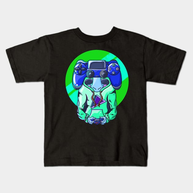 Gamer head Blue Kids T-Shirt by nataliesnow24